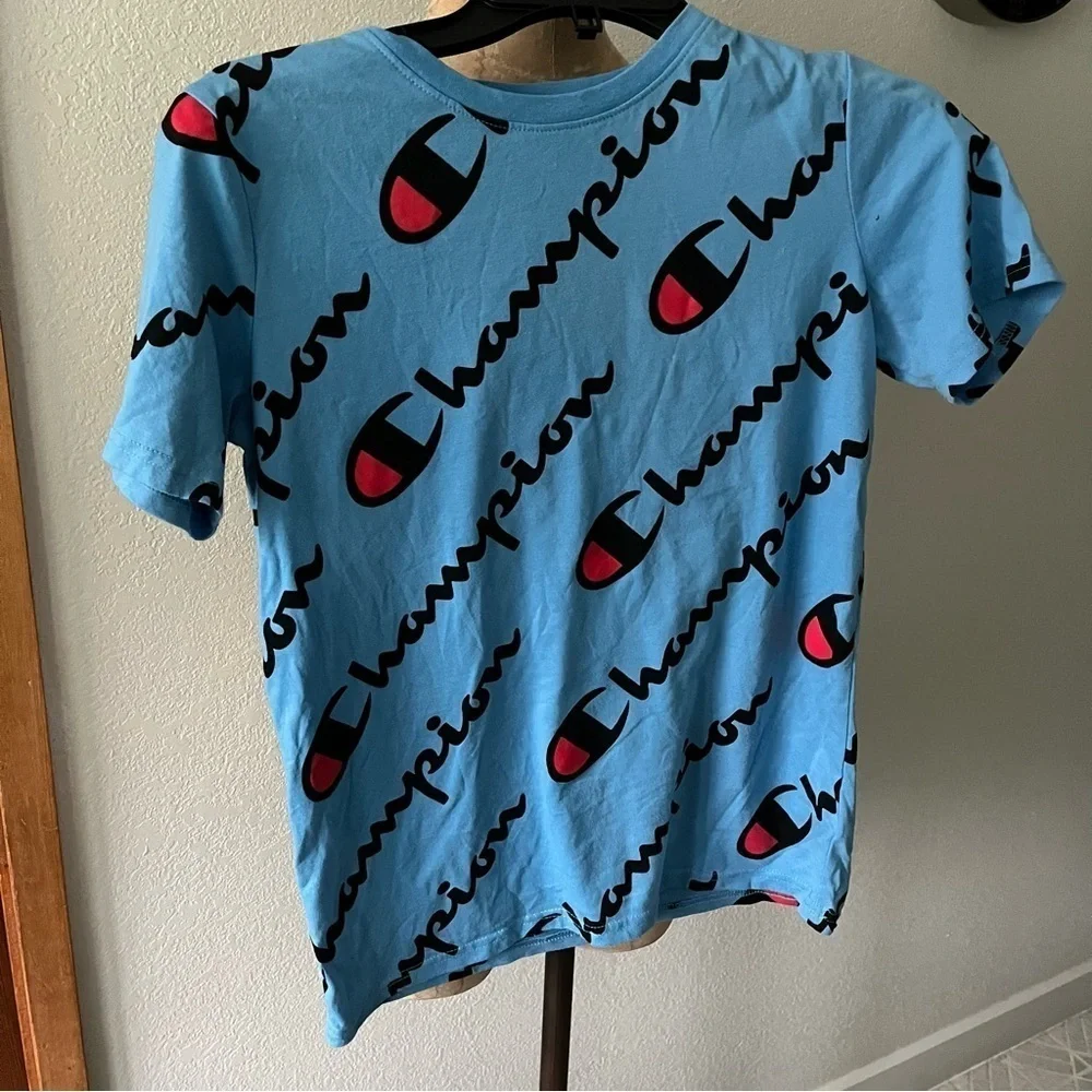 SET OF 3 Boys XL CHAMPION Short Sleeve Tshirt AOP Gray Blue - Picture 3 of 9